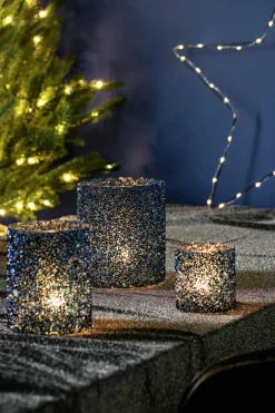 Waxinelichthouder Strass Lois blauw D 11 H 12,5 cm