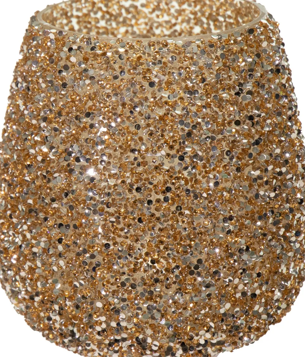 Waxinelichthouder Strass Lulu goud D 9,5 H 9 cm