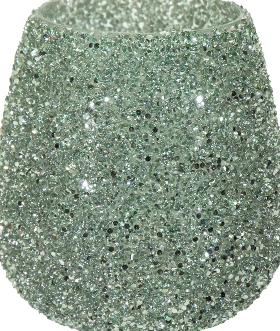 Waxinelichthouder Strass Lulu groen D 16 H 16,5 cm
