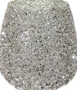 Waxinelichthouder Strass Lulu zilver D 12 H 12,5 cm