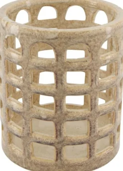 Windlicht beige D 17 H 20 cm