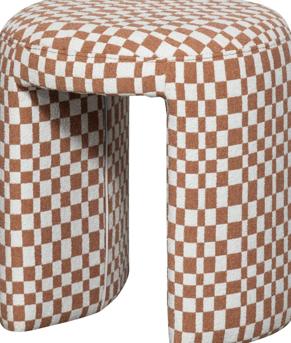 WOOOD kruk Charlie oranje / wit D 45 H 47 cm