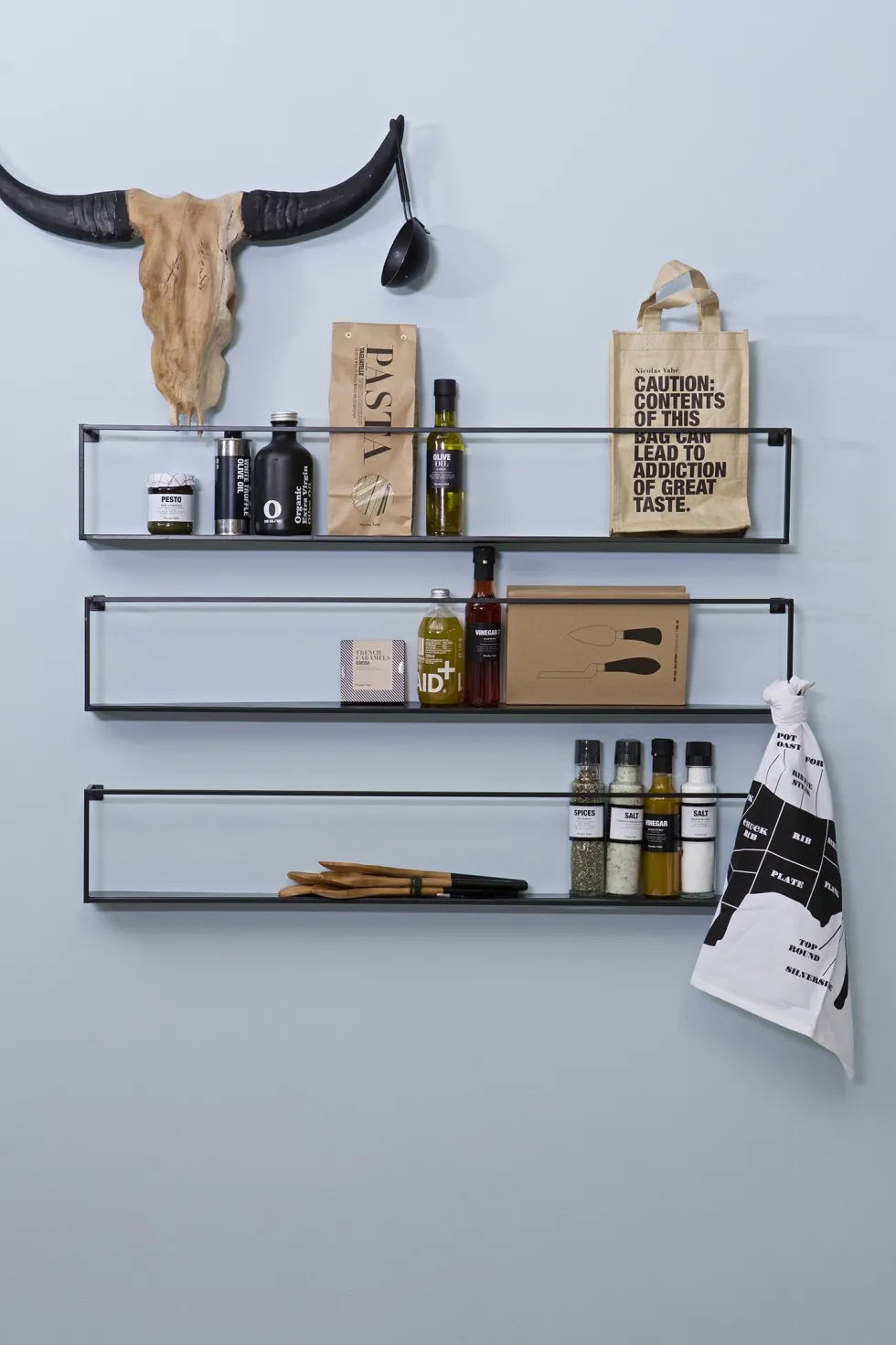 WOOOD wandplank Meert zwart 100 x 8 x 16 cm
